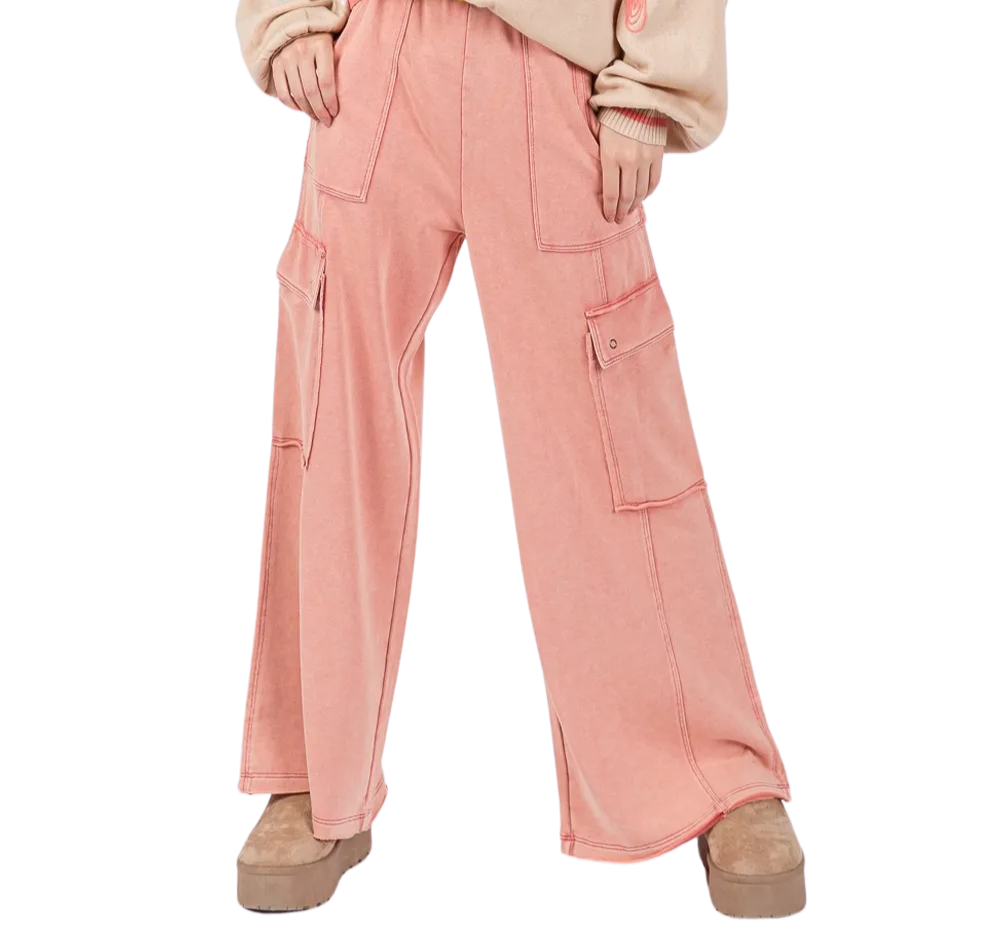 Mineral Wash Wide Leg Pants