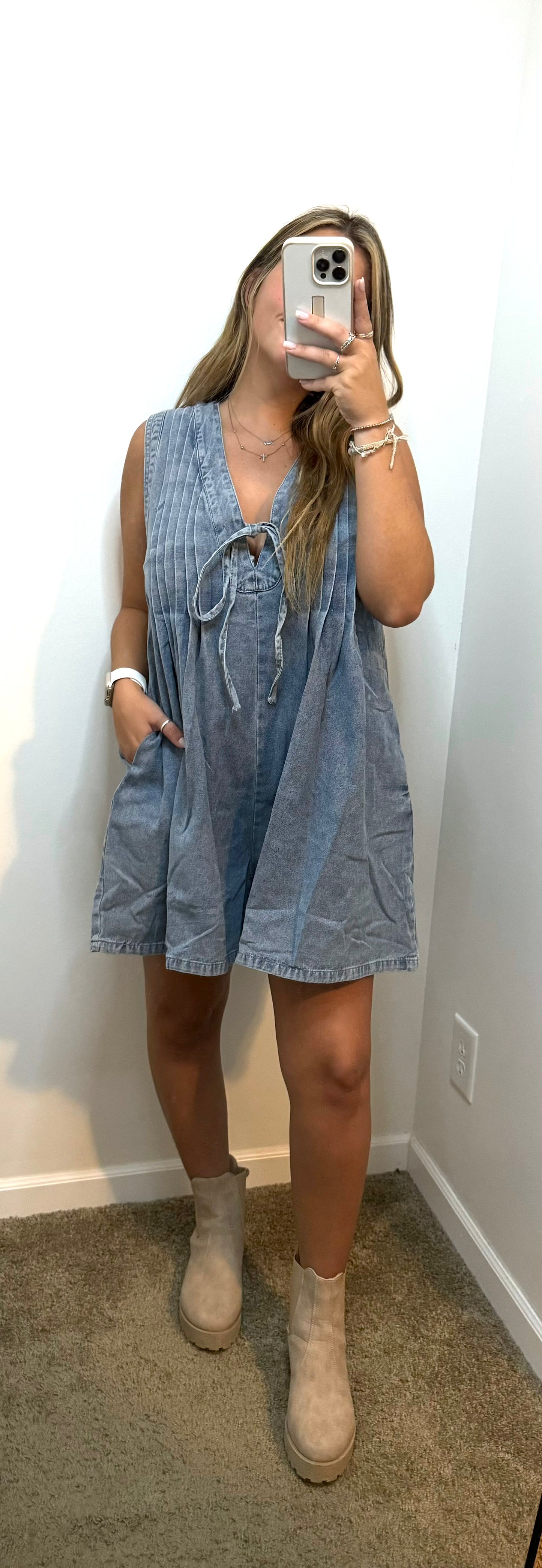 Denim Charm Romper